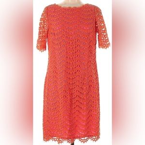 Boden orange and pink overlay dress